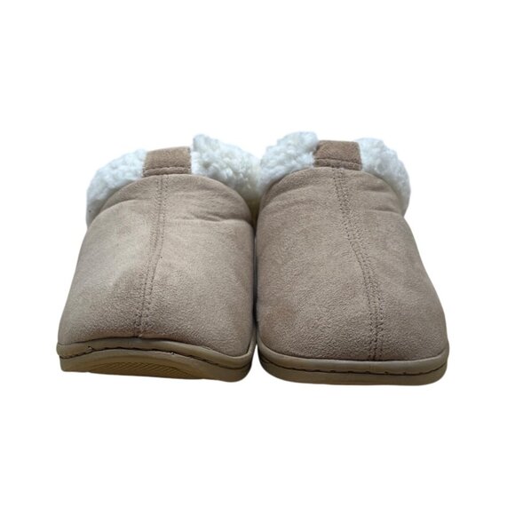 Dearfoams Womens Tan Suede-Like Faux Fur Lining Slip-On Slippers Clogs Sz 10 - Picture 2 of 9